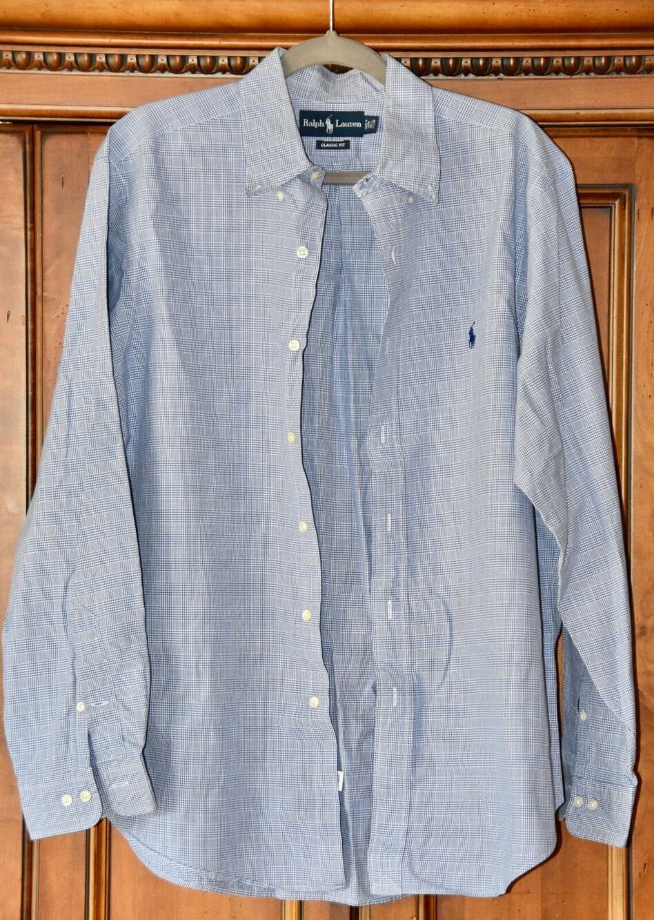 Ralph Lauren Blue Label Striped Shell Button Long Sleeve Oxford Shirt Size 16.5